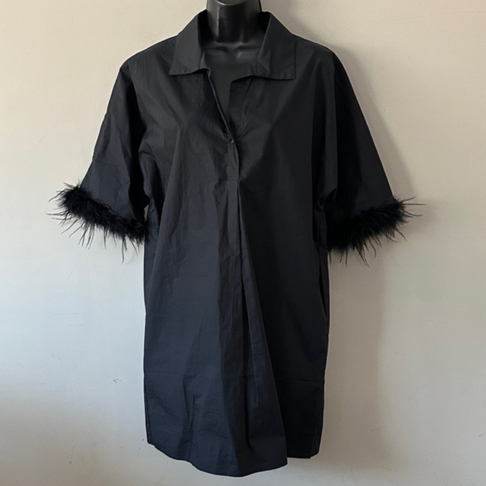 Caryn Lawn heather feather dress black ONE SIZE